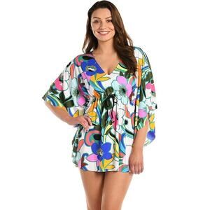 La Blanca Women Floral Printed Stretch Beachwear Caftan Swim Cover-Up Size M